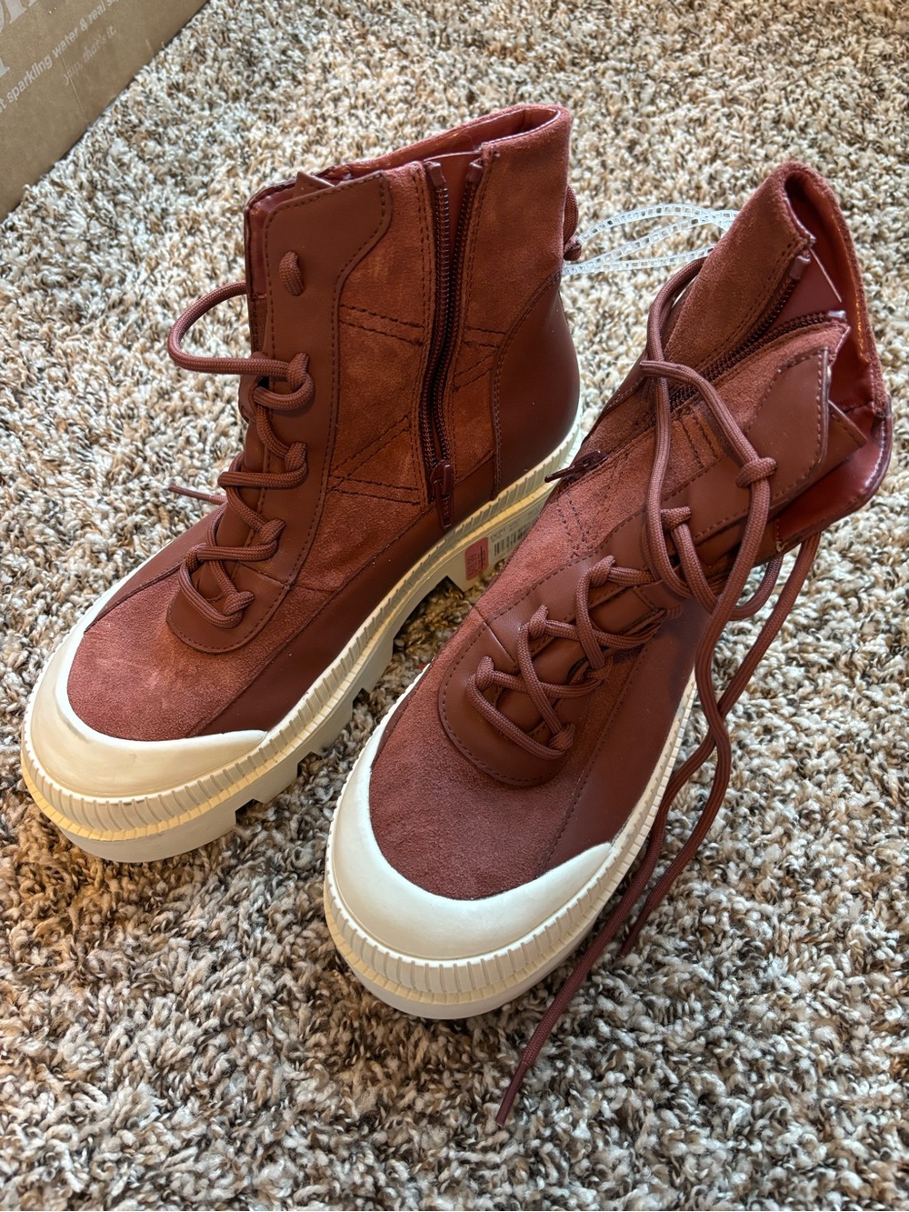 Gianni Binni Women's Rust Platform Lace-Up Boot Sneakers - Stylish Casual